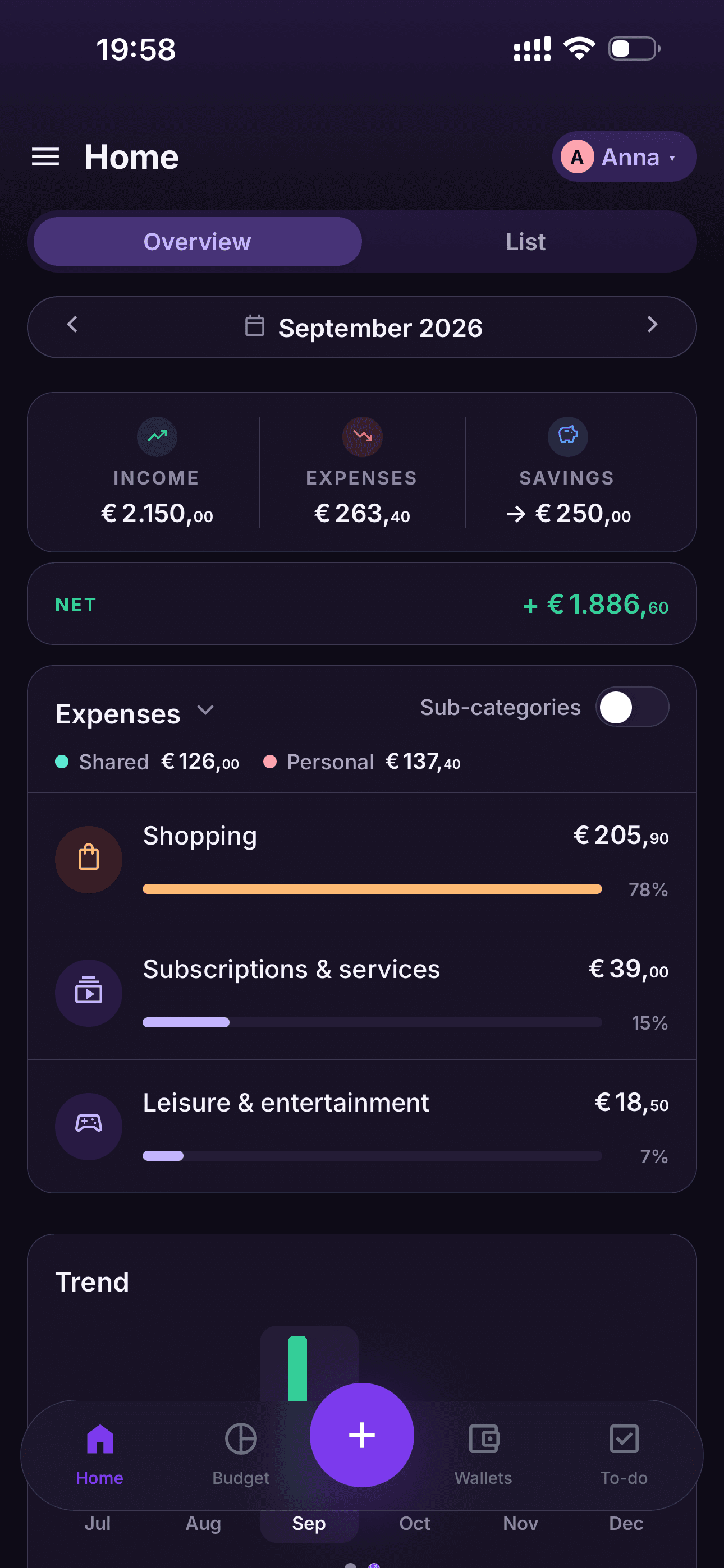 The Paary app in dark mode